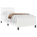 vidaXL Boxspring posteľ s matracom bielej farby 90x200 cm z umelej kože – Obrázok 3