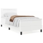 vidaXL Boxspring posteľ s matracom bielej farby 90x200 cm z umelej kože – Obrázok 4