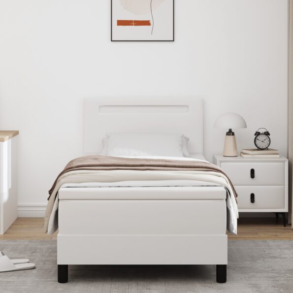 3339033_5.jpg vidaXL Boxspring posteľ s matracom bielej farby 90x200 cm z umelej kože – Obrázok 5