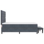 vidaXL Obojková posteľ s matracom & lavičkou Tmavosivá 160x200 cm Zamat – Obrázok 10