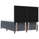 vidaXL Obojková posteľ s matracom & lavičkou Tmavosivá 160x200 cm Zamat – Obrázok 11