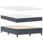 vidaXL Obojková posteľ s matracom & lavičkou Tmavosivá 160x200 cm Zamat – Obrázok 2