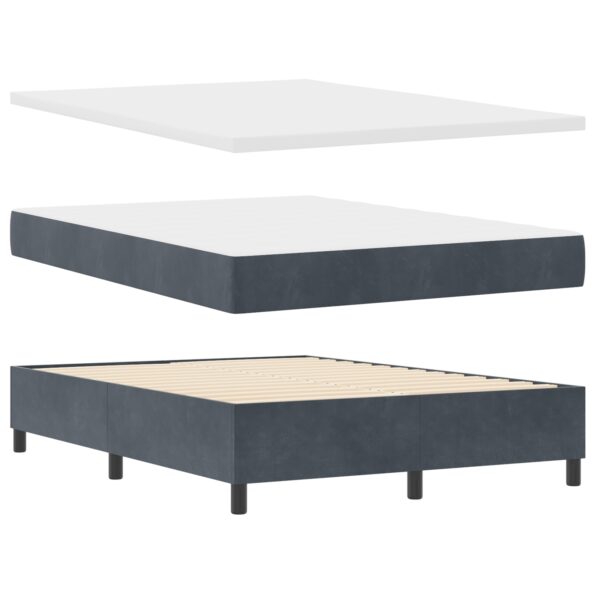 3344523_2.jpg vidaXL Obojková posteľ s matracom & lavičkou Tmavosivá 160x200 cm Zamat – Obrázok 2