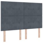 vidaXL Obojková posteľ s matracom & lavičkou Tmavosivá 160x200 cm Zamat – Obrázok 7