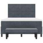 vidaXL Obojková posteľ s matracom & lavičkou Tmavosivá 160x200 cm Zamat – Obrázok 9