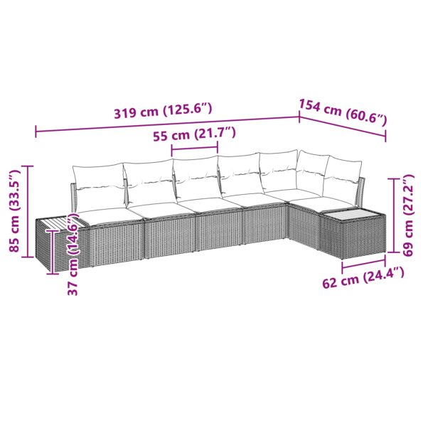 3348094_8.jpg vidaXL 6-dielna súprava záhradného gauča s vankúšmi čierna poly ratan akácia – Obrázok 8