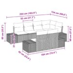 vidaXL 7-dielny záhradný pohovkový set s vankúšmi Čierny Polyratan Akácia – Obrázok 8
