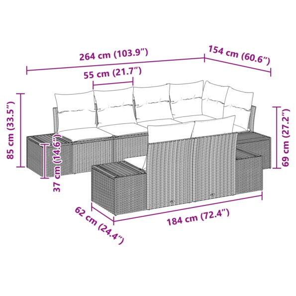 3348104_8.jpg vidaXL 7-dielny záhradný pohovkový set s vankúšmi Čierny Polyratan Akácia – Obrázok 8