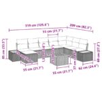 vidaXL 9-dielny záhradný pohovkový set s vankúšmi čierny poly ratan akácia – Obrázok 10