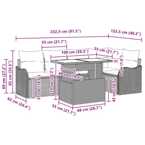 3348465_11.jpg vidaXL 6-dielna záhradná súprava s vankúšmi Sivý poly ratan – Obrázok 11