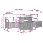 6-dielna súprava záhradných pohoviek s vankúšmi čierny polyratan, 2-miestna záhradná pohovka s vankúšmi čierny polyratan – Obrázok 11