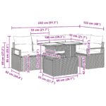 vidaXL 6-dielna súprava záhradných pohoviek s vankúšmi Hnedý Polyratan – Obrázok 11