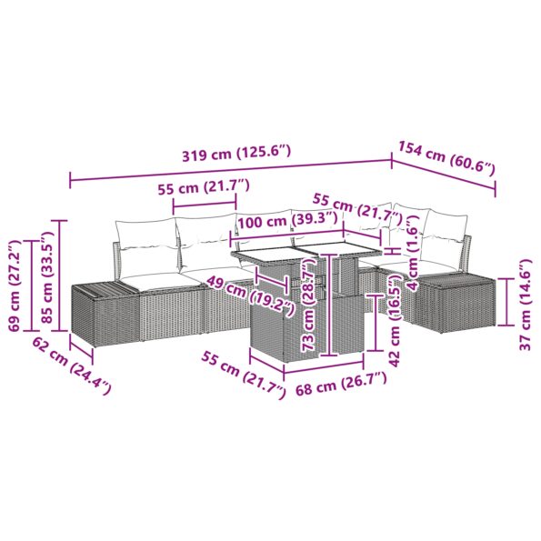 3349194_11.jpg vidaXL 7-dielny gaučový set s vankúšmi Hnedý PE Ratan – Obrázok 11