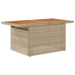 vidaXL 7 kusový záhradný gaučový set s vankúšmi béžový poly ratan acacia – Obrázok 7