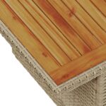 vidaXL 7 kusový záhradný gaučový set s vankúšmi béžový poly ratan acacia – Obrázok 8
