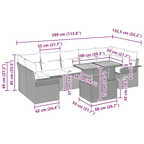 3349300_11.jpg vidaXL 8-dielny záhradný pohovkový set s vankúšmi béžový poly ratan akácia – Obrázok 11
