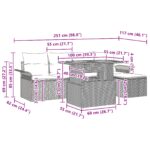 vidaXL 6-dielny záhradný jedálenský set s vankúšmi Béžový Poly Ratan Akácia – Obrázok 11