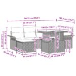 vidaXL 7-dielny záhradný jedálenský set s vankúšmi - čierny polyratan a akáciový stôl – Obrázok 12