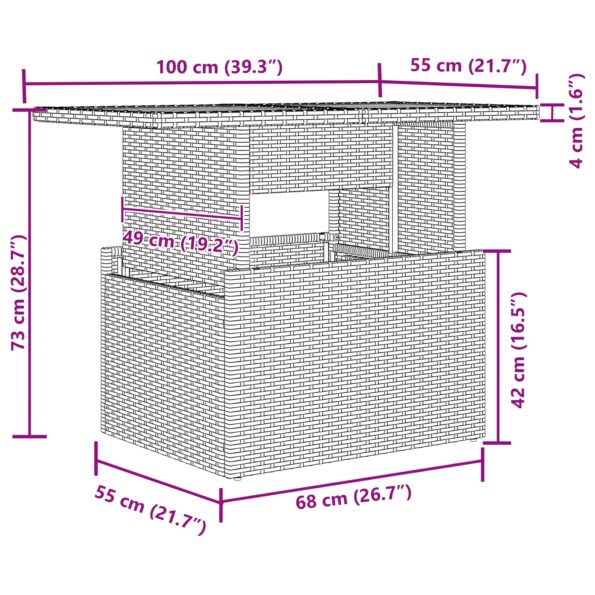 vidaXL 7 kusová záhradná súprava gauča s vankúšmi čierna poly ratan akácia – Obrázok 11