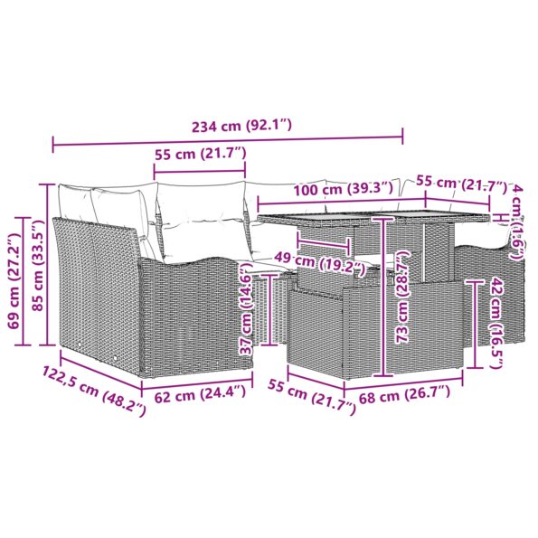 3349413_11.jpg vidaXL 7-kusová záhradná pohovka so vankúšmi béžová poly ratan – Obrázok 11