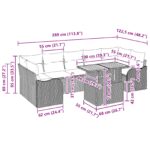 vidaXL 8-dielny záhradný pohovkový set s vankúšmi Béžový Poly Ratan Akácia – Obrázok 11