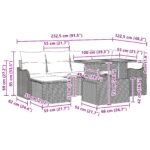 vidaXL 7-dielna záhradná sedačka s vankúšmi čierny poly ratan akáciový – Obrázok 12