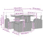vidaXL 5-dielny záhradný jedálenský set s vankúšmi Čierna Poly ratan Acacia – Obrázok 11