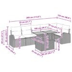 vidaXL 7-dielny záhradný jedálenský set s vankúšmi čierny poly ratan akáciový – Obrázok 11