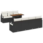 vidaXL 8-dielna záhradná pohovková súprava s vankúšmi Čierna poly ratan akácia – Obrázok 2