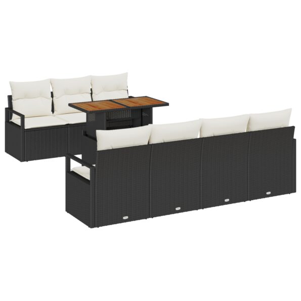 3349669_2.jpg vidaXL 8-dielna záhradná pohovková súprava s vankúšmi Čierna poly ratan akácia – Obrázok 2