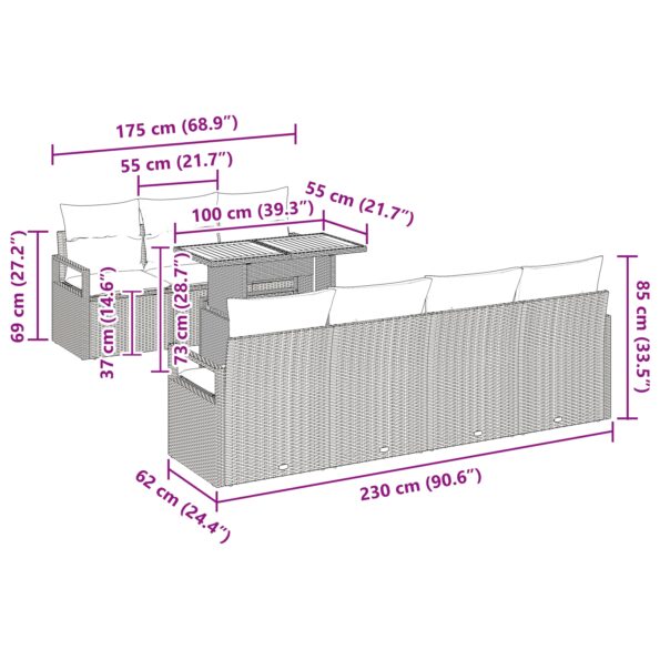 3349672_10.jpg vidaXL 8-dielna záhradná súprava gaučov s vankúšmi Béžový poly ratan akácia – Obrázok 10