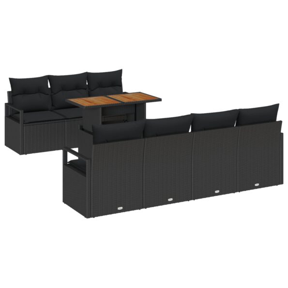3349673_2.jpg vidaXL 8-dielny záhradný sofa set s vankúšmi čierny poly ratan akácia – Obrázok 2