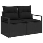 vidaXL 8-dielny záhradný sofa set s vankúšmi čierny poly ratan akácia – Obrázok 4