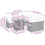 vidaXL 9-dielna záhradná pohovka s vankúšmi sivá poly ratan akácia – Obrázok 11
