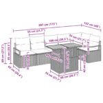 vidaXL 7-dielny záhradný pohovkový set s vankúšmi čierny poly ratan akácia – Obrázok 11