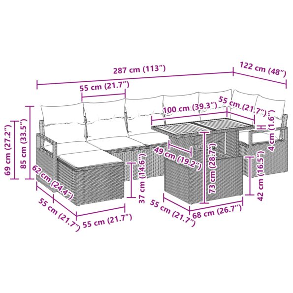3349743_12.jpg 8-dielna záhradná súprava so vankúšmi čierny poly ratan akácia, 2-miestne záhradné sofa so vankúšmi čierny poly ratan – Obrázok 12
