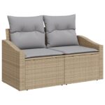 vidaXL 7-dielny záhradný jedálenský set s vankúšmi béžový poly ratan akácie – Obrázok 4