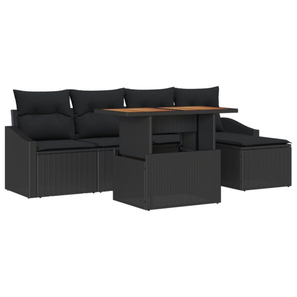 3349827_2.jpg vidaXL Záhradný jedálenský set so vankúšmi čierny poly ratan acacia – Obrázok 2