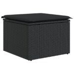 vidaXL Záhradný jedálenský set so vankúšmi čierny poly ratan acacia – Obrázok 5