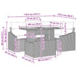 vidaXL 5-dielny záhradný jedálenský set s vankúšmi Čierny poly ratan akácia – Obrázok 11