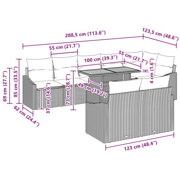 3349851_11.jpg vidaXL 9-dielny záhradný jedálenský set s vankúšmi čierny polyratan akácia – Obrázok 11