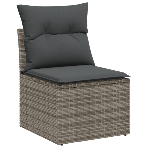 3349852_5.jpg vidaXL 9dielny záhradný jedálenský set s vankúšmi, sivý, polyratan, akácia – Obrázok 5