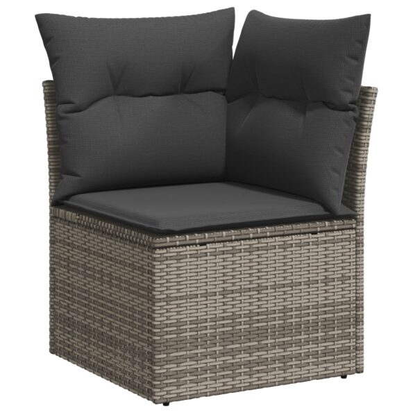 3349852_6.jpg vidaXL 9dielny záhradný jedálenský set s vankúšmi, sivý, polyratan, akácia – Obrázok 6