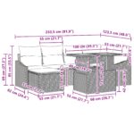 vidaXL 7-dielny záhradný jedálenský set s vankúšmi, Sivý poly ratan, Akácie – Obrázok 12