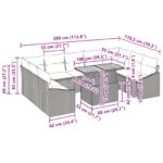 vidaXL 10-dielny záhradný jedálenský set s vankúšmi, sivý poly ratan, akácia – Obrázok 11