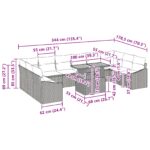 vidaXL 11-dielny záhradný jedálenský set s vankúšmi Čierny Poly Ratan Akácia – Obrázok 11