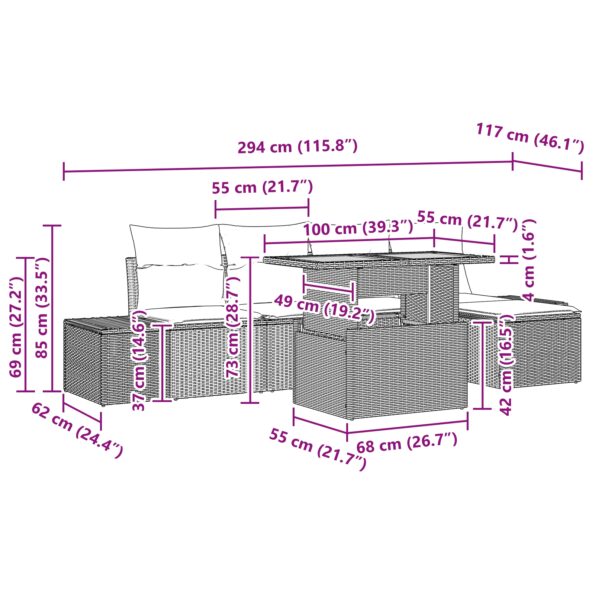 3349953_11.jpg vidaXL 6-dielny záhradný jedálenský set s vankúšmi Čierny polyratan Akácia – Obrázok 11