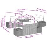 vidaXL 9-dielny záhradný jedálenský set s vankúšmi, čierny, poly ratan, akácia – Obrázok 11