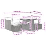 vidaXL 7-dielny záhradný jedálenský set s vankúšmi čierny poly ratan akácia – Obrázok 11