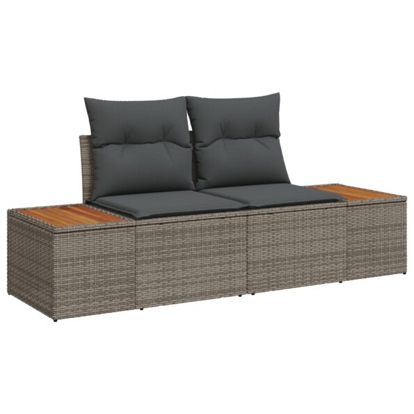3350066_4.jpg vidaXL 5-dielny záhradný jedálenský set s vankúšmi Sivý Poly ratan Akácia – Obrázok 4